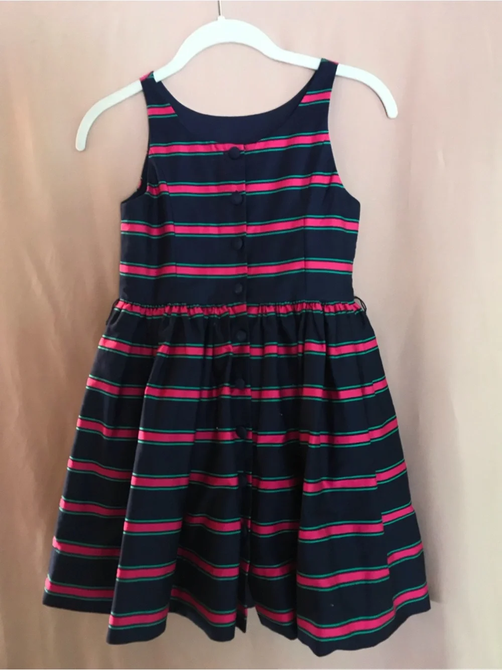 Ralph Lauren Navy Dress with Pink & Teal Stripes